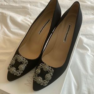 Manila Blahnik Black Crystal Heels
